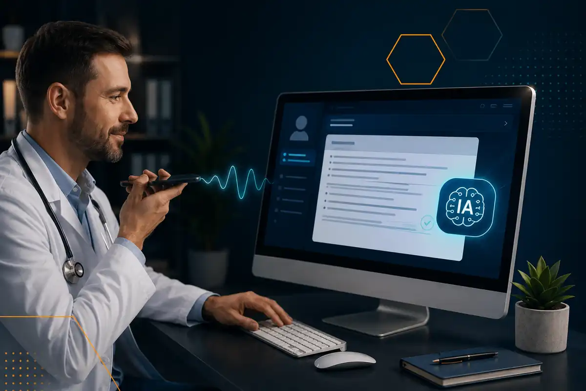 formas de IA que reduzem a digitação médica no prontuário